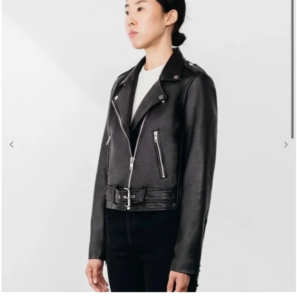 Laer Black Leather Biker Jacket | made in the USA | women’s size M
